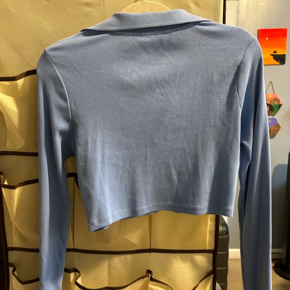 ZARA light blue ribbed polo - Picture 5 of 5